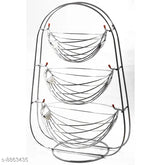 Stainless steel 3-tier fruit and veggie basket, silver standard for kitchen storage